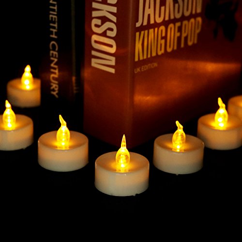Youngerbaby 12pcs Amber Battery-Powered Candle Flickering Led Tea Lights Candles, Cr2032 Coin Battery Operated Candles, Electric Candles, Flameless Candle(12, Flicker)