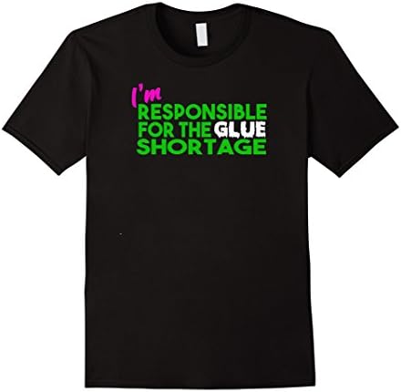 Mens Glue Shortage T-shirt Funny Slime Tee Small Black