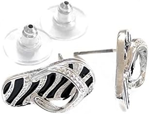 Zebra/tiger Striped Flip-flop Post Earrings [Island Style]