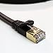 Tera Grand - 12FT - CAT7 10 Gigabit Ethernet Ultra Flat Patch Cable for Modem Router LAN Network, Gold Plated Shielded RJ45 Connectors, Faster Than CAT6a CAT6 CAT5e, Black