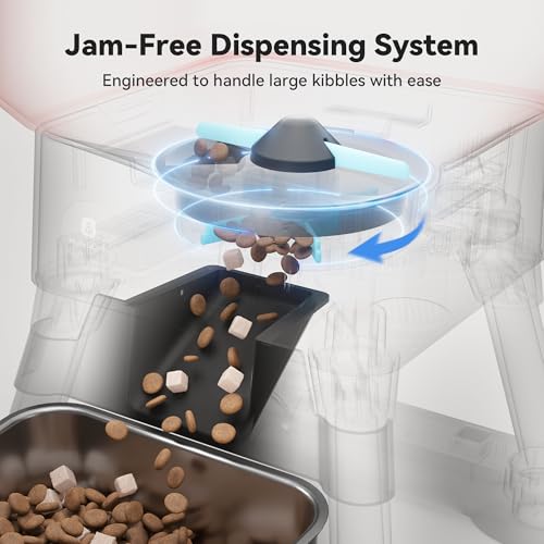 Automatic Dog Feeder for Large Dogs, 14L Capacity, Remote Feed, Anti-Lock System, Automatic Dog Food Dispenser, 2.4G WiFi App Control, Fountain