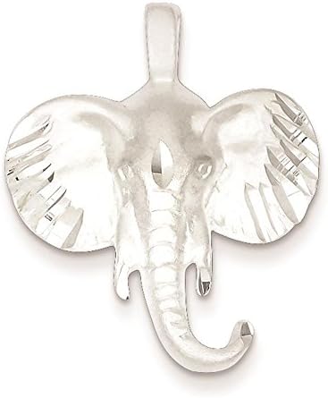 925 Sterling Silver Diamond-cut Elephant Head Charm Pendant