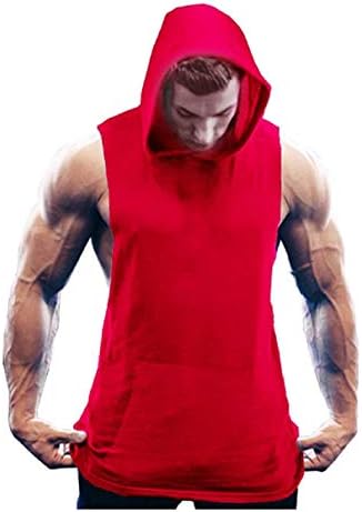 WearIndia Men's Workout Hooded Tank Tops Body Building Muscle Cut Off T Shirt Sleeveless Gym Hoodies