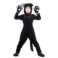 Meeyou Kids Black Cat Costume for Boys/Girls Cosplay, Child Animal Playful Jumpsuit,Size M,Height:48"-51"