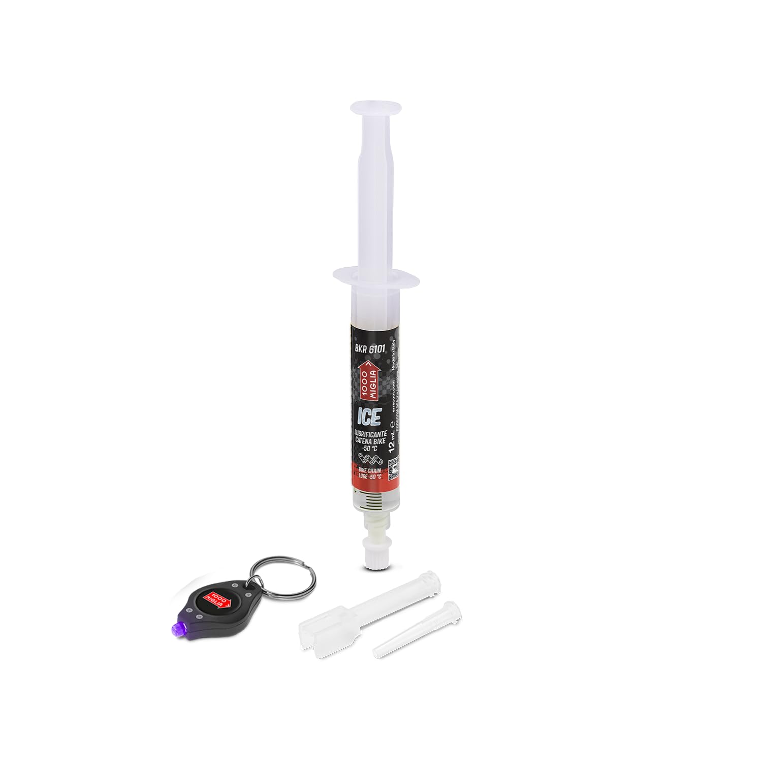 1000 Miglia BKR 6101 Lube Bike Chain for Freezing and Snowy Conditions, withstands extreme temperatures up to -50°C -12 ml, Cartridge with Drop and Huggie Application Systems, Fluorescent Formula