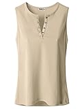 Doublju Womens Henley Button Sleeveless T-shirt