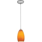 Access Lighting - HI Champagne-One Light Glass Pendant with Cord-5 Inches Wide by 9 Inches Tall-Brushed Steel Finish-Maya Gla