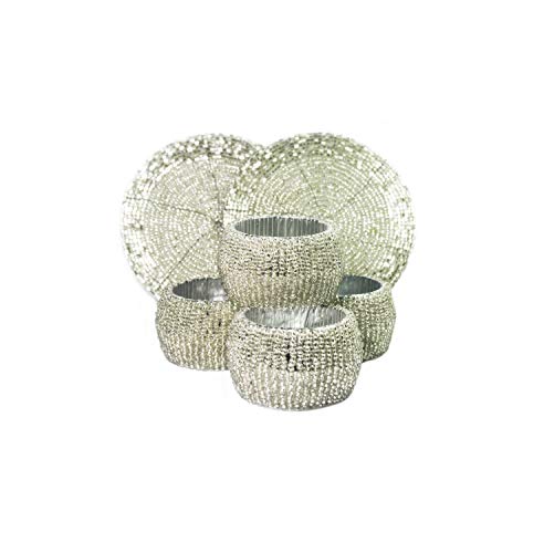 TerraacraftHandmade Set of 6 PC is Napkin Ring in Shimmer Silver. A Beautiful Complement to Your Dinner Table Décor Christmas & Thanksgiving, Home Decor, Table Top Accessories