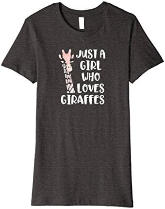 Womens Girl Who Loves Giraffes Premium Tee Pink Safari Animal Shirt Medium Dark Heather