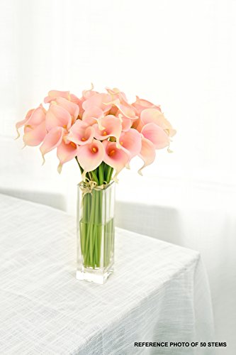 FiveSeasonStuff 10 Stems of Real Touch Calla Lillies (Latex) Artificial Flower Bouquet, Perfect for Wedding, Bridal, Party, Home Office Décor DIY (Flamingo) - Thumbnail 4