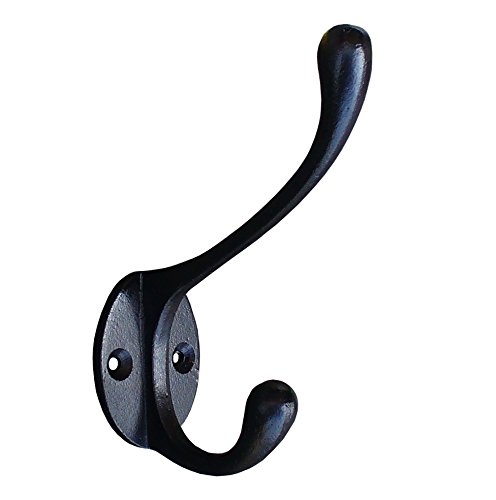 Ironmongery World Wrought Iron Old Victorian Style Hat And & Coat Pegs Hooks - Black Antique Finish