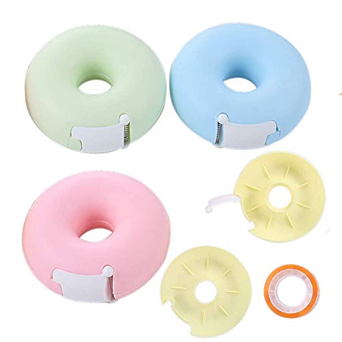 Ipienlee Donut Tape Dispenser with Tape Candy Color Masking Tape Storage Organizer for Office or School Supply Pack of 2