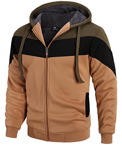 GEEK LIGHTING Hoodies for Men Heavyweight Fleece Sweatshirt - Full Zip Up Thick Sherpa Lined