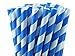 Shuiniba Biodegradable Striped Paper Straws,Paper Drinking Straws for Party, Events and Crafts,Baby Shower Decorations 7.75 Inches,100 Packs - Navy Blue White Striped
