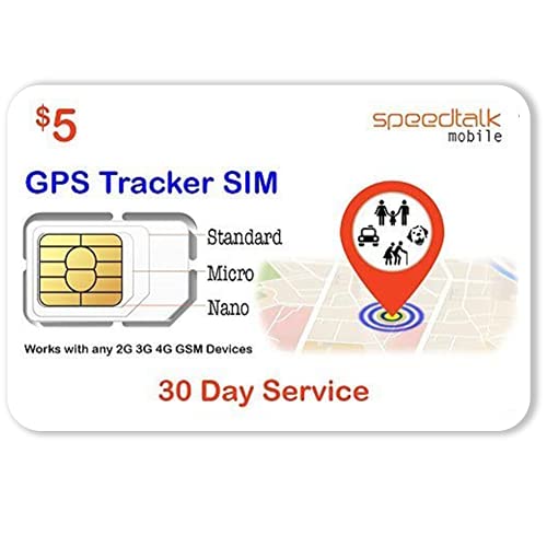 SpeedTalk Mobile $5 Preloaded GSM SIM Card for 5G 4G LTE GPS Trackers for Pet Kids Senior Vehicle Car Activity Tracking Devices | 30 Days Wireless Service in The US with Canada & Mexico Roaming