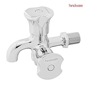 Hindware Lyra F920033CP 2-in-1 Brass Bib Cock for Bathroom (Chrome Finish)