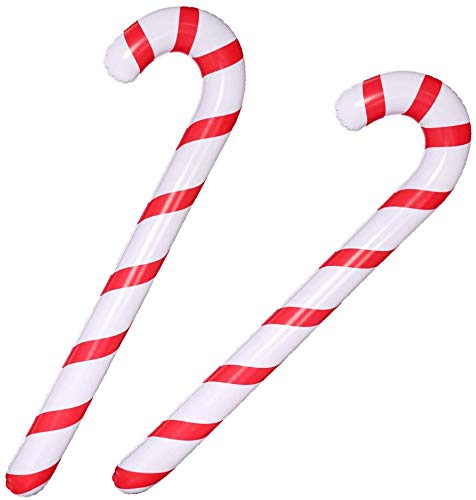 LOKIPA 2PCS 90cm Christmas Blow Up Inflatable Candy Stick Candy Cane for Xmas Decoration (Pack of 2)