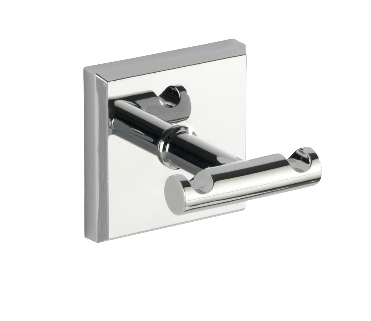 WENKO 23402100 Power-Loc® wall hook Duo Laceno - Towel hook, clothes hook, fixing without drilling, Acrylonitrile-Butadiene-Styrene (ABS), 5.6 x 5.6 x 4.6 cm, Chrome