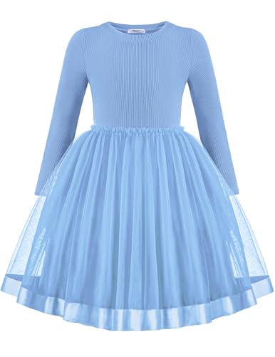 Arshiner Toddler Fall Dresses Tulle Tutu Blue Princess Birthday Party Dress at Amazon