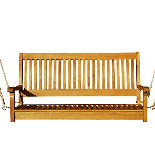 Outsunny 48â€ Acacia Wood 2 Person Hanging Porch Swing Bench