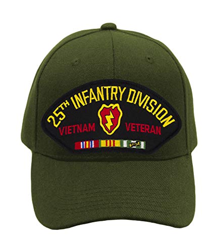 Patchtown 25th Infantry Division - Vietnam Veteran Hat/Ballcap (Black) Adjustable One Size Fits Most (Olive Green, Standard (No Flag))
