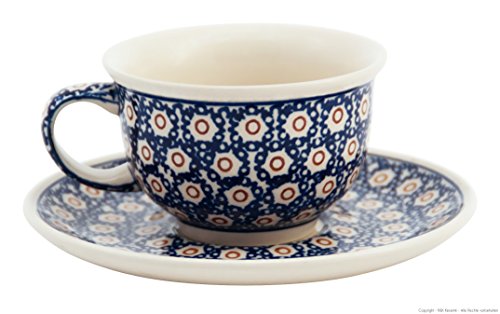 Bunzlauer-Ceramic-Coffee-Cup-with-Saucer-200-ml-in-Retro-Design-Set-of-4-Stoneware Bunzlauer Ceramic Coffee Cup with Saucer 200 ml in Retro Design Set of 4 Stoneware