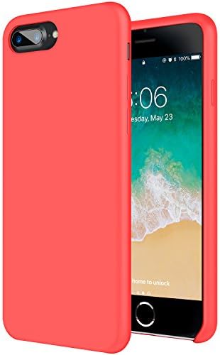 IHAITUN iPhone 8 Plus Case, iPhone 7 Plus Case,iPhone 7/8 Plus Liquid Silicone Shock Absorption Case with Soft Microfiber Cloth Lining for Apple iPhone 7 Plus (2016)/iPhone 8 Plus (2017)-Red