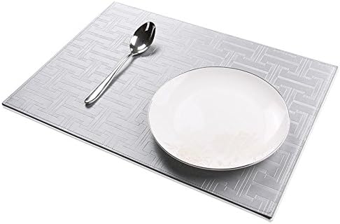 TOYM US- Set Of 2 Double Leather PU Insulation Pad Dining Table Pad Pad Restaurant European Waterproof Insulation Easy To Clean Fashionable Western Food Mat, 40cm30cm ( Color : Silver-gray )