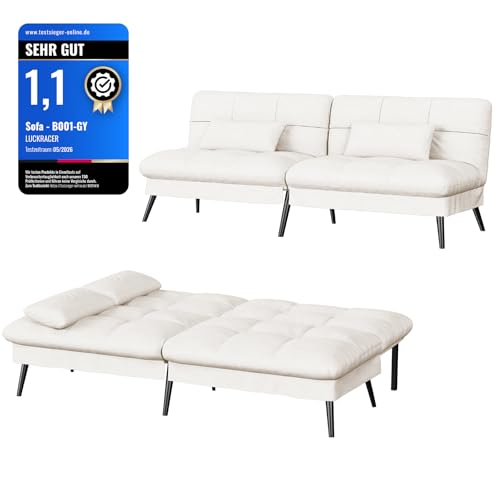 LUCKRACER Sofa 3 Sitzer Sofa Schlafsofa mit Schlaffunktion, überzug Futon Klappsofa, Bettcouch, ecksofa, Couch, 5 Verstellbare Winkel, Ideal für Wohnu