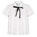 ETOSELL Womens White Collared Button Down Shirt Short Sleeve Cotton Peter Pan Blouses Button Up Lolita Sailor Dress Shirts with Bow Tie
