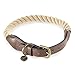 Embark Pets Zion Dog Rope Collar - Made from 100% Cotton (Large, Beige)