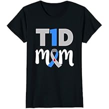 Womens Proud Type 1 Diabetes Mom - T1D awareness ribbon shirt
