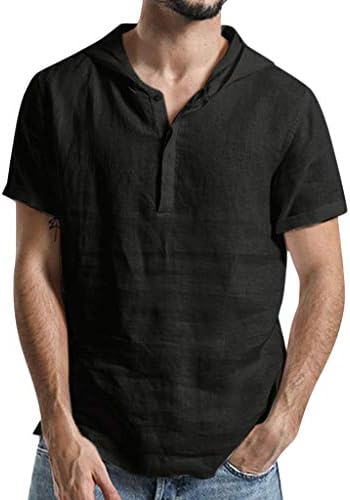 Holywin Men's Baggy Cotton Linen Pocket Solid Long Sleeve Retro T Shirts Tops Blouse Shirt V-Neck Beach Yoga Top Blouse
