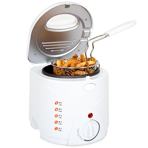 Click Here to See More Images Classic Cuisine 82-HY8105 Cool Touch 1 L Deep Fryer with Wire Fry Basket, White