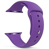 MoKo Apple Watch Band Series 1 Series 2, Soft Silicone Replacement Sports Band for 38mm Apple Watch 2015 & 2016 All Models, PURPLE (Not fit 42mm Versions)