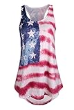 DREAGAL Women's Patriotic USA Flag Stripes And Stars Tank Top Style 8 Small