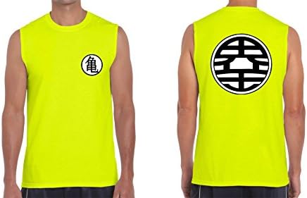 Men's SLEEVELESS Z BALL Kame Symbol Dragon T-Shirt XXL Safety Green