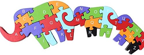 IQ Raiser 26 Alphanumeric Puzzle Wooden Blocks 3 Elephants for Kid Children Educational of Ages 2-8
