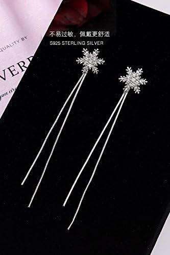 Earrings earings Dangler Eardrop s925 Sterling Silver Snowflake Needles Women Girls Personality Long Tassel Necklace Pendant Creative Korean Ear Wire