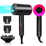 1800W Professional Hair Dryer with Diffuser Ionic Conditioning - Powerful, Fast Hairdryer Blow Dryer,AC Motor Heat Hot and cold wind Constant temperature hair care Without Damaging Hair (Black).