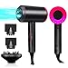 1800W Professional Hair Dryer with Diffuser Ionic Conditioning - Powerful, Fast Hairdryer Blow Dryer,AC Motor Heat Hot and cold wind Constant temperature hair care Without Damaging Hair (Black).