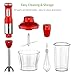 HOMIEE Hand Blender, 5-in-1 Electric Hand Blender Stick, 15-Speed Control and Turbo for Baby Food & Kitchen Use, Including Stainless Chopper, Egg Whisk, 800ML BPA-Free Beaker & Storage Bracket, Red