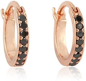 0.19 Cttw Black Diamond Huggie Hoop Earrings in 18K White/Yellow/Rose Gold Handmade Jewelry