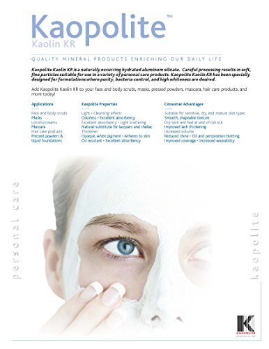 100% Natural ,Pure, White Kaolin KR Cosmetic Grade/ Personal Care Kaolin Clay Fine Powder Made in USA (8oz)