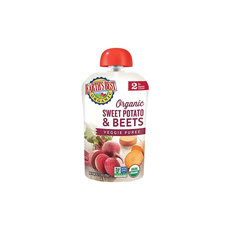 Earth’s Best Organic Baby Food Pouches, Stage 2 Vegetable Puree for Babies 6 Months and Older, Organic Sweet Potato and…