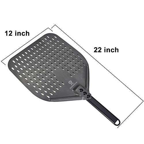 SHANGPEIXUAN Perforated Turning Peel 12 Inch Rectangular Pizza Turning Peel Aluminum Turning Pizza Peel Paddle(12Ã—22 inch)