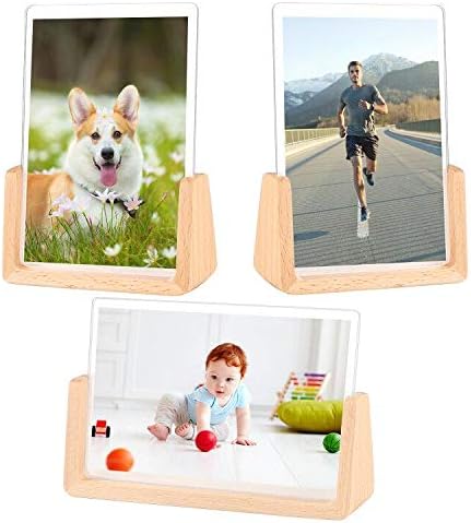 Amazon Com 4x6 Inch Picture Frames Set Of 3 Solid Wood Acrylic Photo Frames Vertical Horizontal Highly Definition Acrylic Display Wall Pictures For Floating Shelf Photo Display Decor Wall Mounting Table