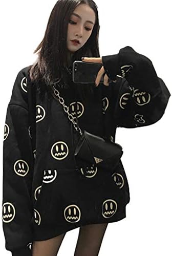 Women Sad Faces Emoticon Emoji Print Crew Neck Tumblr Sweatshirt Hoodie Pullover