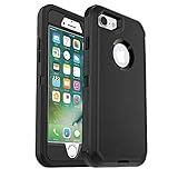 iPhone 7 Defender Case (Case Only) MAET Heavy Duty Case Built-in Screen Protector Rugged Rubber Case Compatible iPhone 7&iPhone 8 - Black - Bulk Packaging