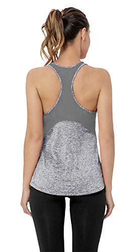 VIISHOW WORKOUT TANK TOPS FOR WOMEN SLEEVELESS YOGA TOPS FOR WOMEN MESH BACK TOPS RACERBACK MUSCLE TANK TOPS, MA GRAY,XX-LARGE